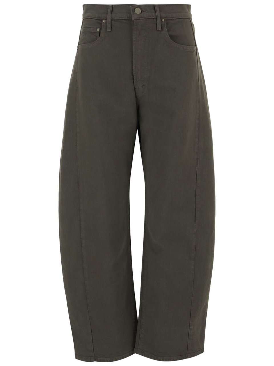 Mother Relaxed Wide-Leg Stretch Cotton Pants With Classic Five-Pocket Design Zwart