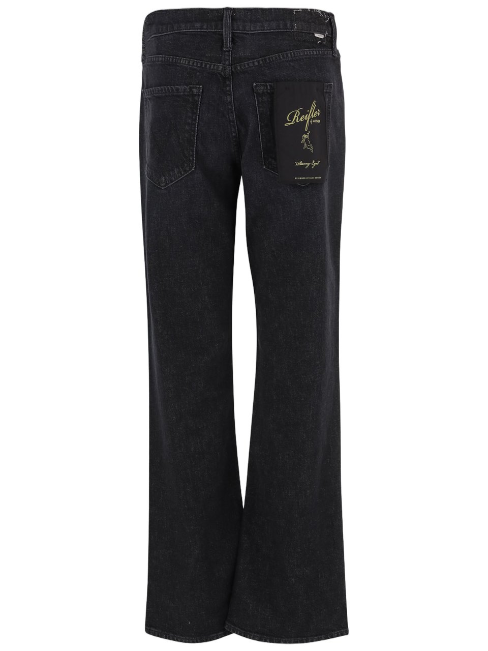 Mother Washed Black Stretch Cotton Jeans With Classic Five-Pocket Design Zwart