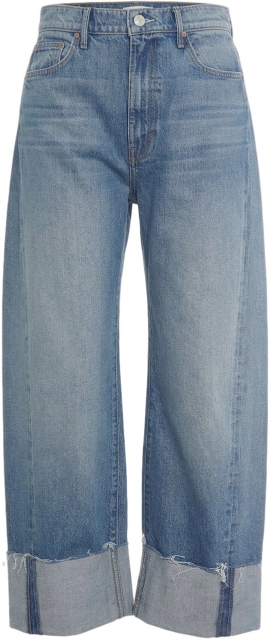 Mother Loose fit jeans 'The half-pipe ankle cuff fray' Blauw
