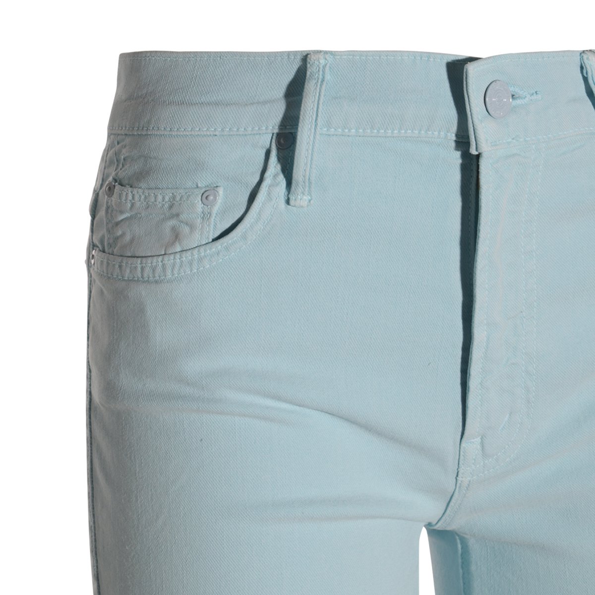 Mother Light Blue Flared Jeans with Raw Hem Detail Blauw