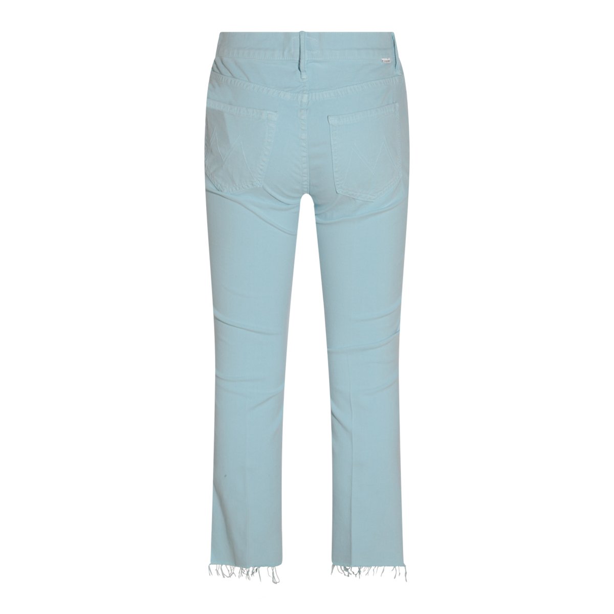 Mother Light Blue Flared Jeans with Raw Hem Detail Blauw