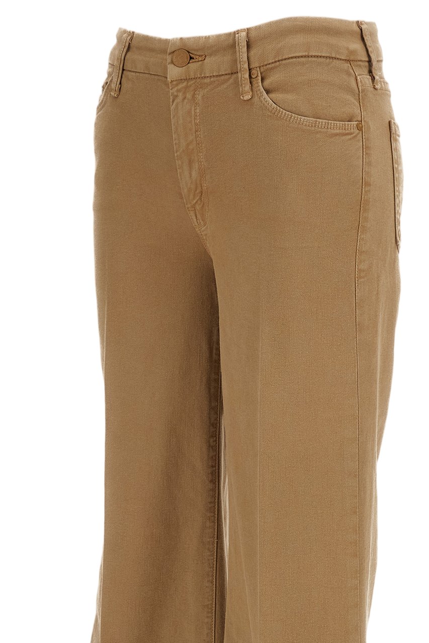 Mother High-Rise Wide-Leg Jeans with Frayed Raw-Cut Hem Bruin