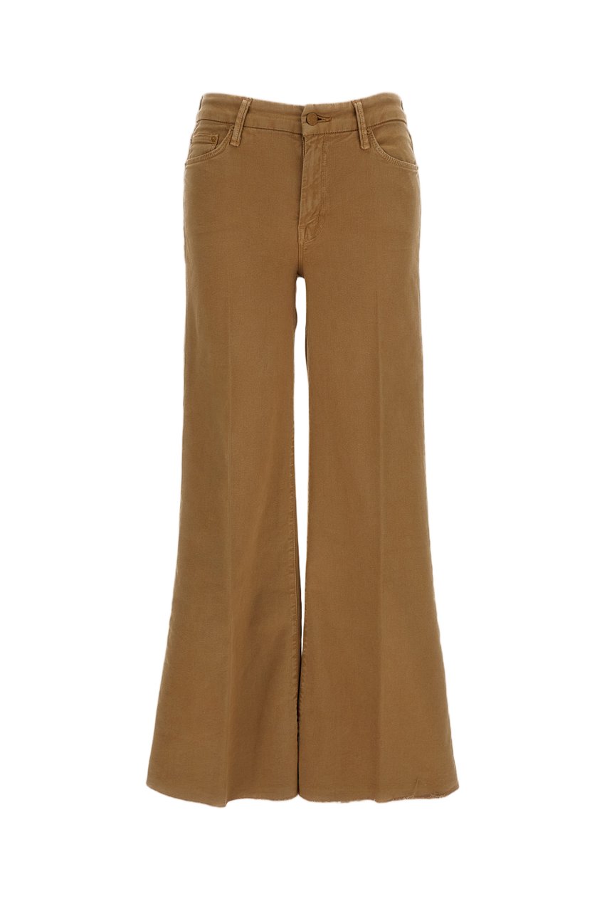 Mother High-Rise Wide-Leg Jeans with Frayed Raw-Cut Hem Bruin