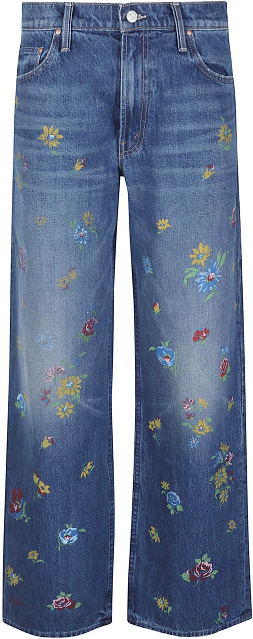 Mother Denim The Rerun Zip Sneak Jeans Blue Blauw