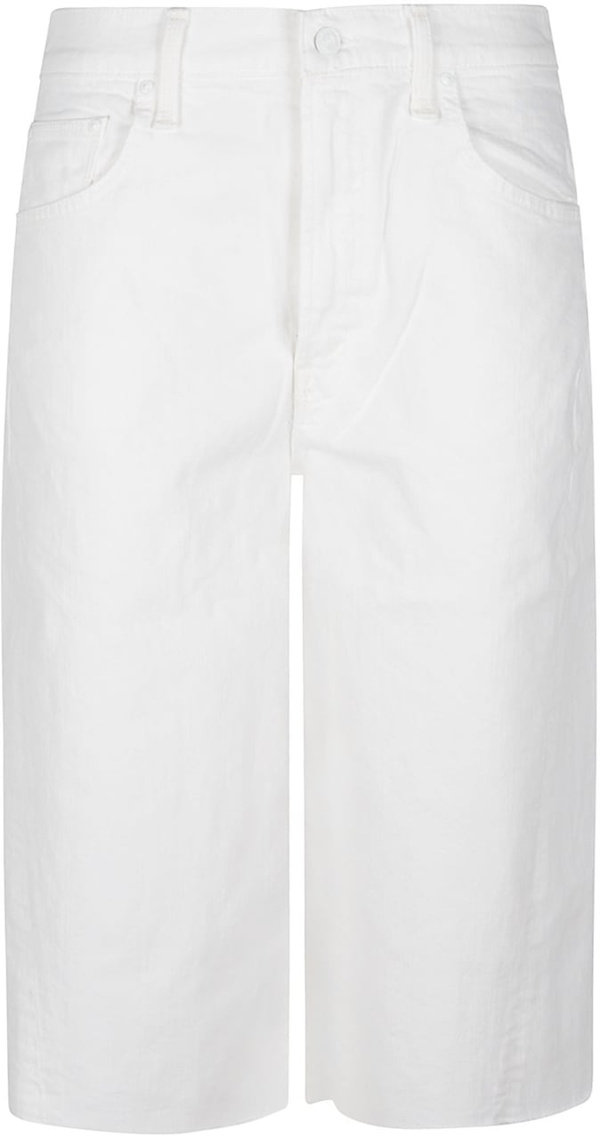 Mother Denim The Whole Lot Zip Twist Fray Bermuda Jeans White Wit