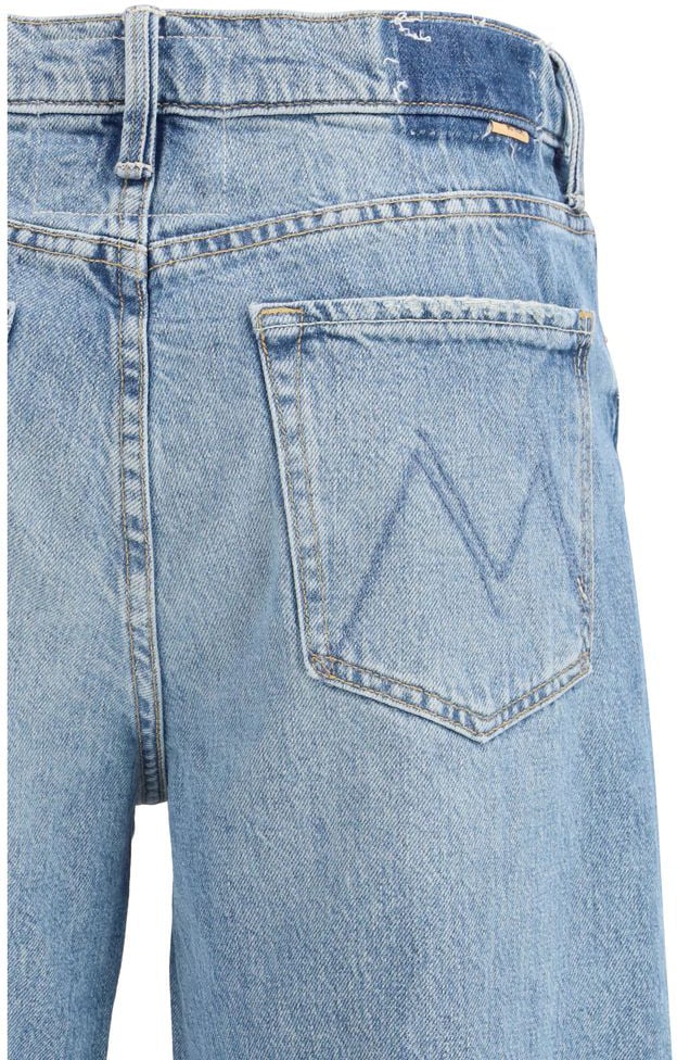 Mother Denim Blue Cotton Straight-Leg Jeans Blauw