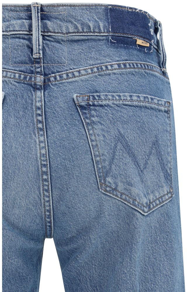 Mother Denim Mother Denim Blue Cotton Straight-Leg Jeans Blauw