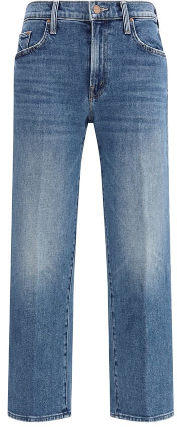 Mother Denim Blue Cotton Relaxed Fit Jeans Blauw