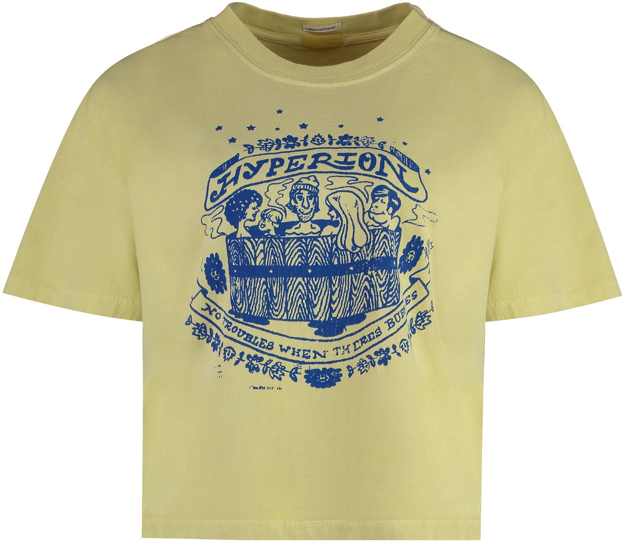 Mother Denim Cotton crew-neck T-shirt Geel