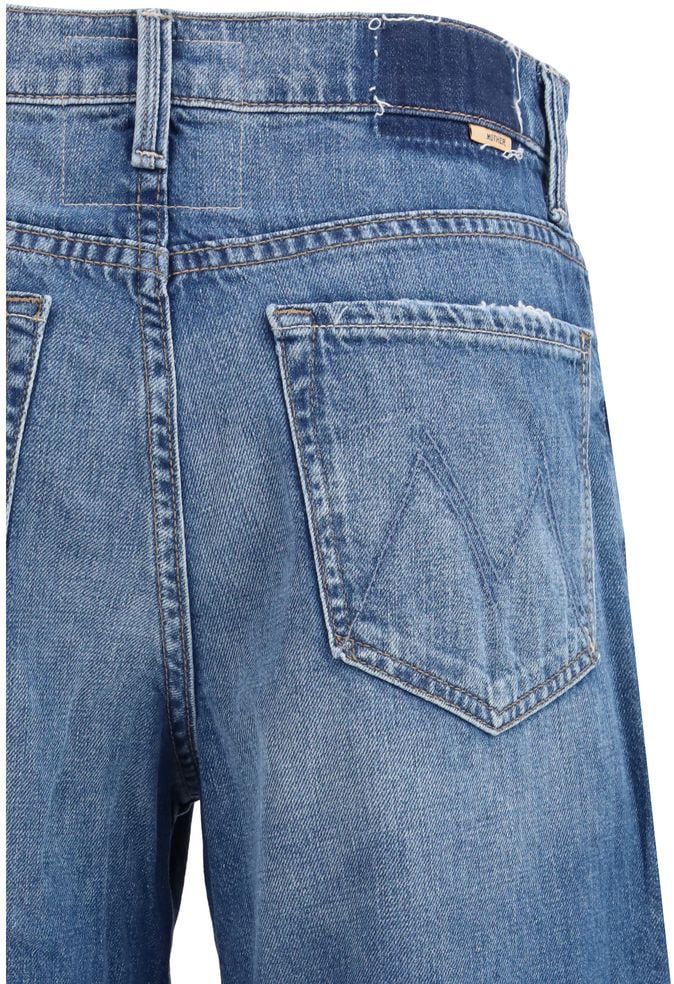 Mother Denim Blue Cotton Flared Jeans Blauw