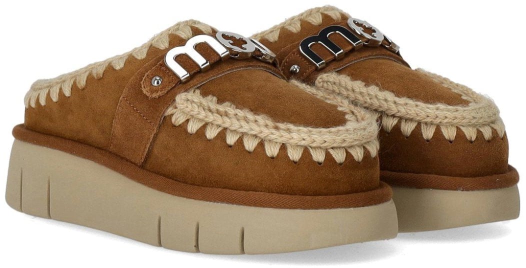 MOU MOU BOUNCE METAL LOGO COGNAC CLOG Beige