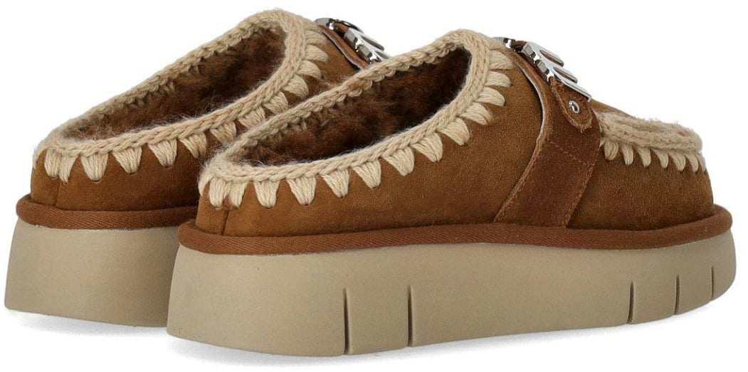MOU MOU BOUNCE METAL LOGO COGNAC CLOG Beige