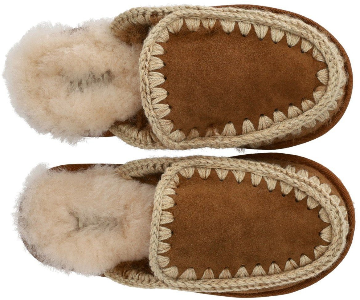MOU MOU FULL ESKIMO STITCH COGNAC SLIPPER Bruin