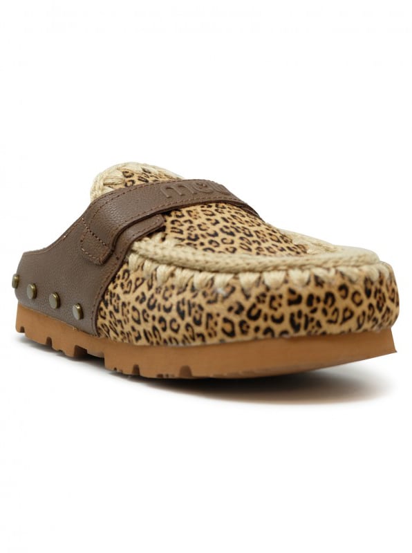 MOU MOU FW431009D WINTER BIO PONYSKIN LEATHER WOOL RUBBER CLOG Dierenprint