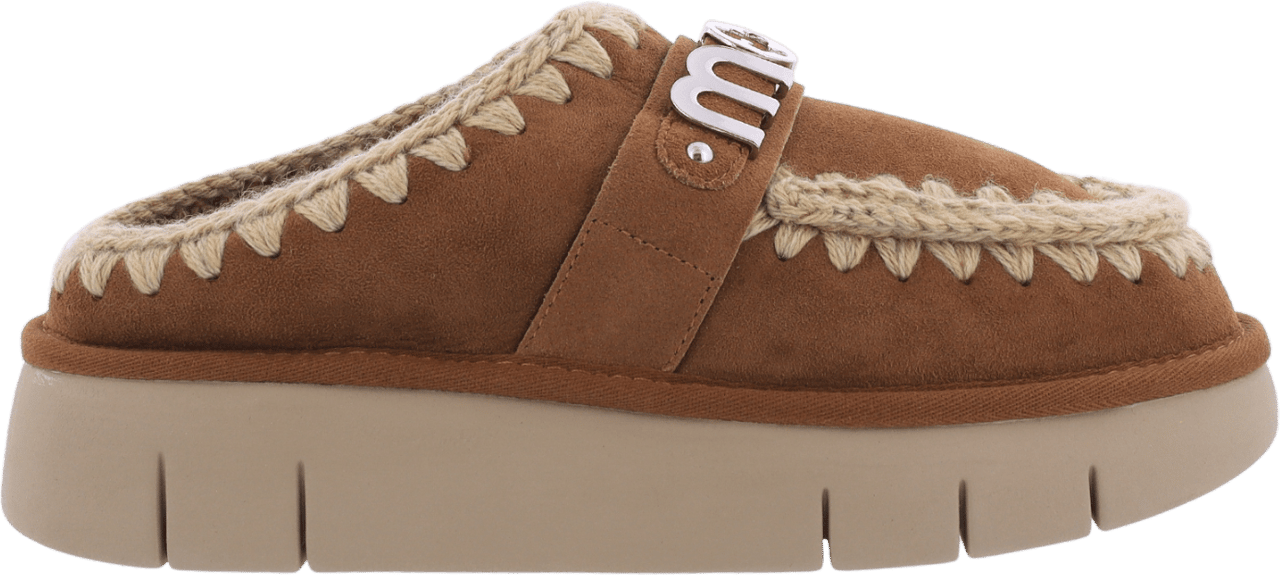 MOU Dames Bounce Clog Logo Cognac Bruin