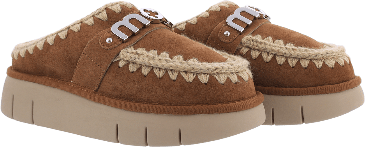 MOU Dames Bounce Clog Logo Cognac Bruin