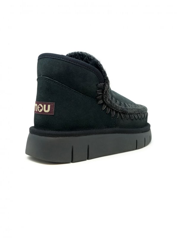 MOU MOU FW531009A BLACK ESKIMO BOUNCE LEATHER WOOL RUBBER SNEAKER Zwart