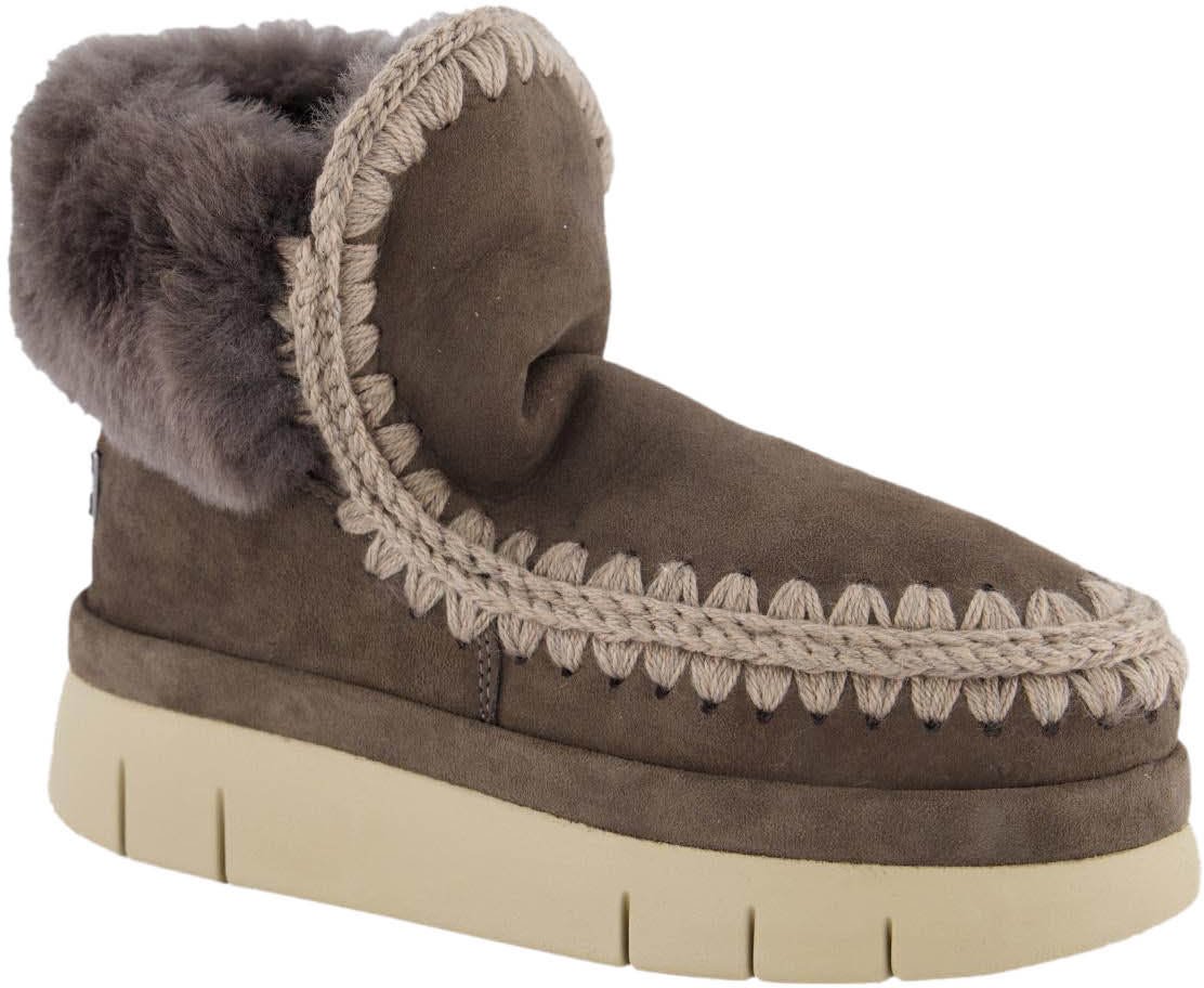 MOU Dames Welt Furry Collar Charcoal Grijs