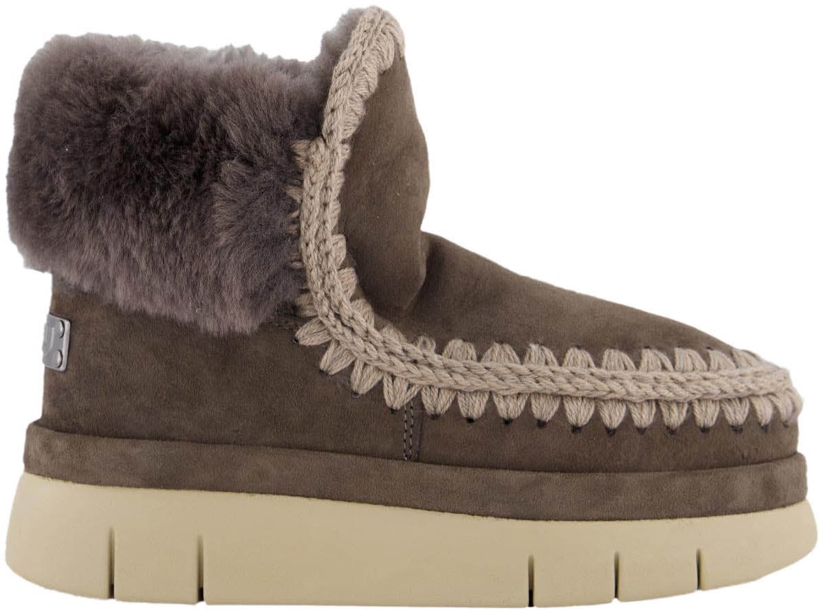 MOU Dames Welt Furry Collar Charcoal Grijs
