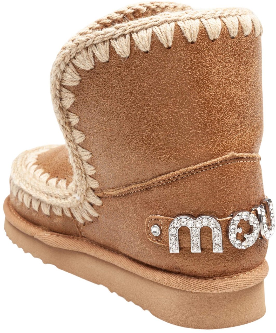 MOU Mou eskimo 18 sheepskin ankle boot in tobacco color with applied zirconia Bruin