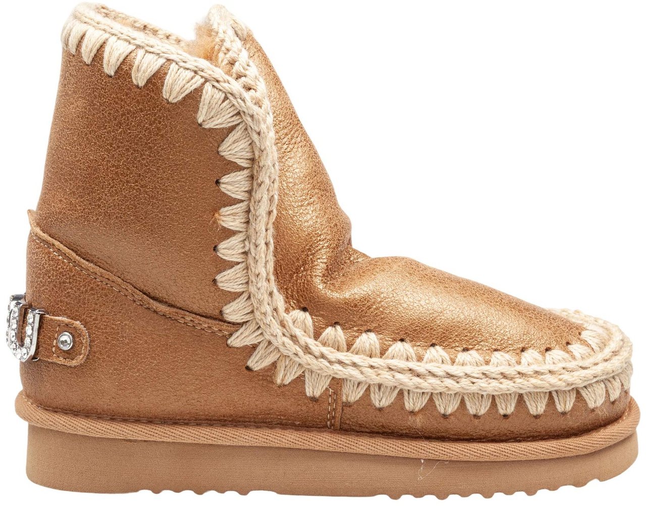 MOU Mou eskimo 18 sheepskin ankle boot in tobacco color with applied zirconia Bruin