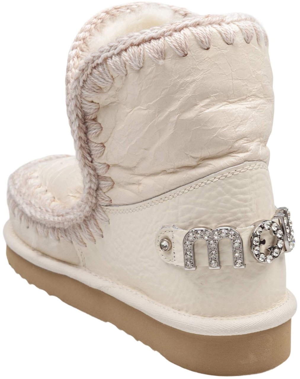 MOU Mou eskimo 18 sheepskin boot in white with applied zirconia Wit
