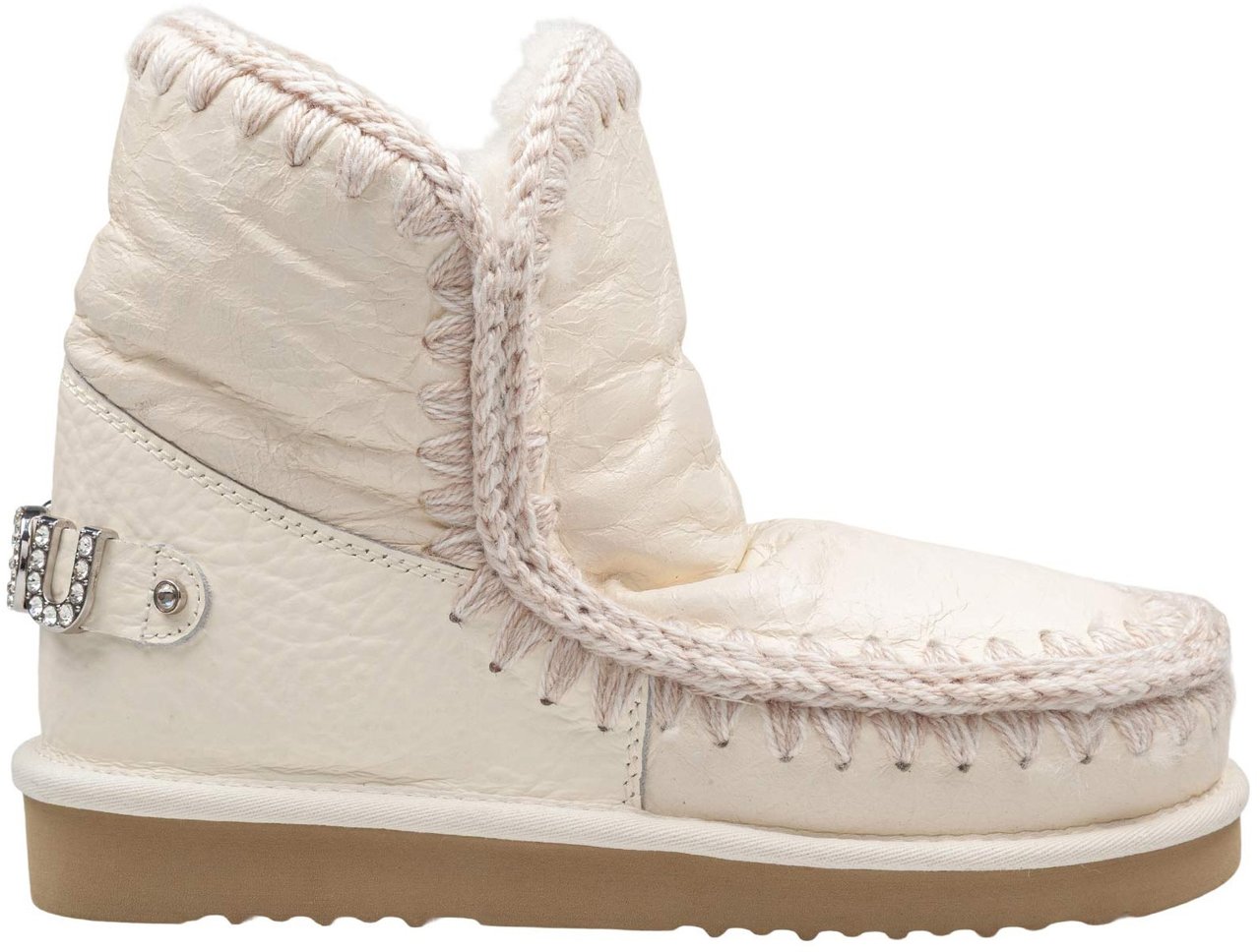 MOU Mou eskimo 18 sheepskin boot in white with applied zirconia Wit