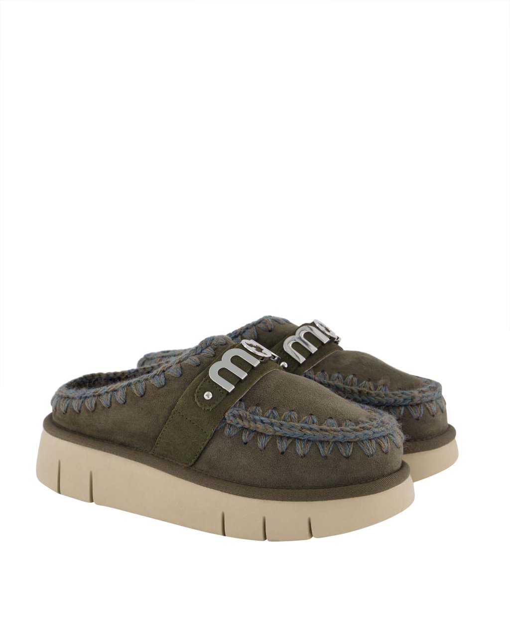 MOU Dames Bounce Clog Black Olive Groen