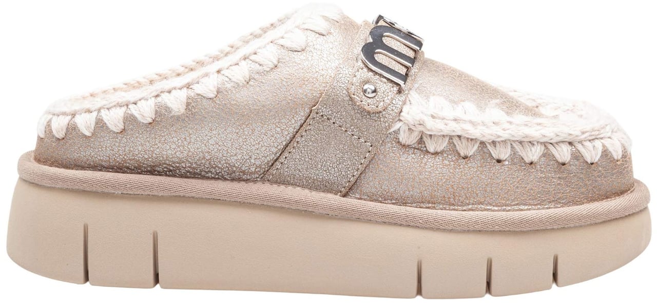 MOU Mou bounce clog in laminated sheepskin stone color Grijs
