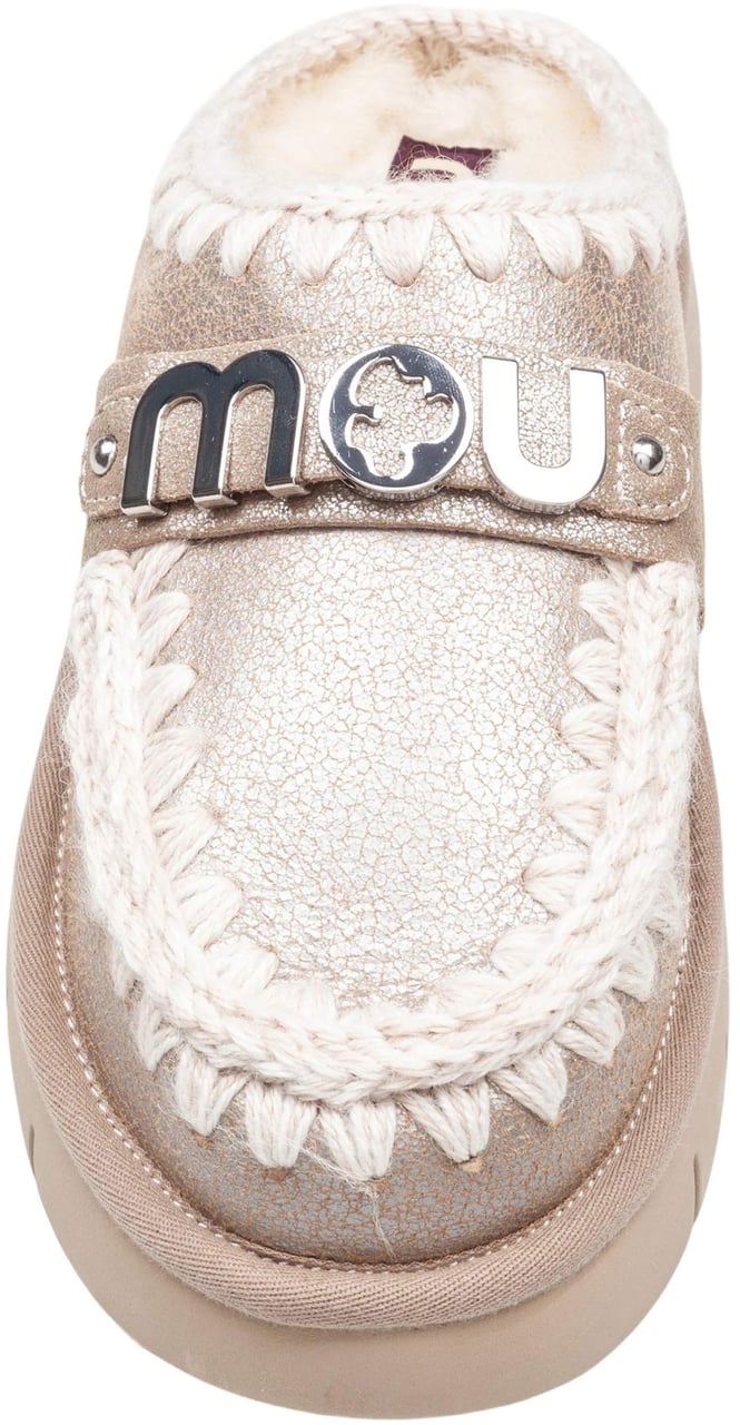 MOU Mou bounce clog in laminated sheepskin stone color Grijs