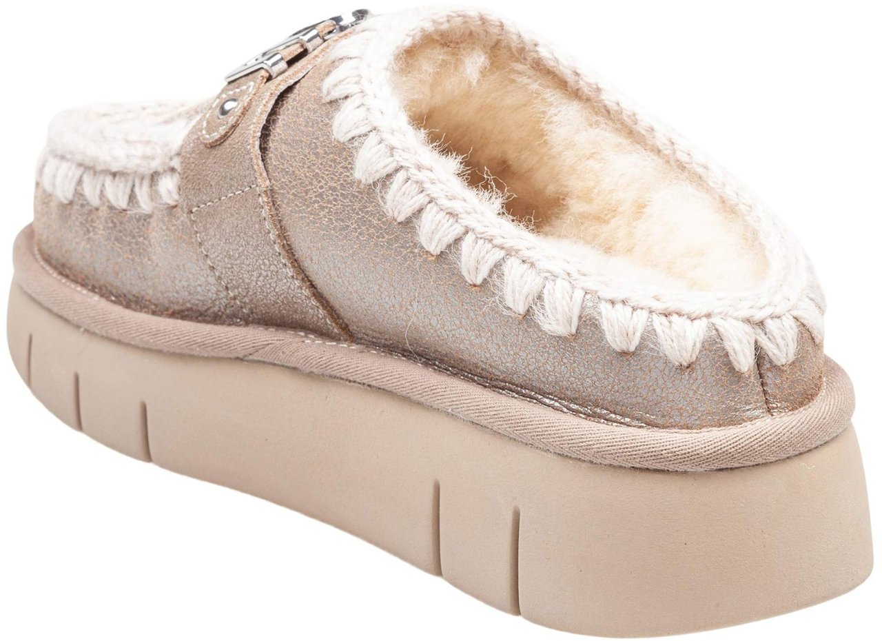 MOU Mou bounce clog in laminated sheepskin stone color Grijs