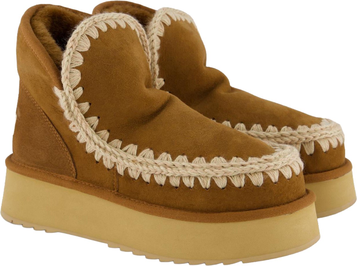 Mou Dames Mini Eskimo Platform Cognac enkellaarsjes Bruin