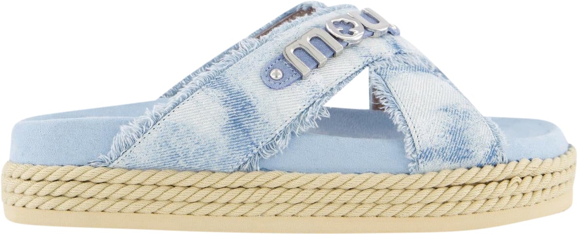 MOU Dames Criss-Cross Rope Sandal Denim Blauw