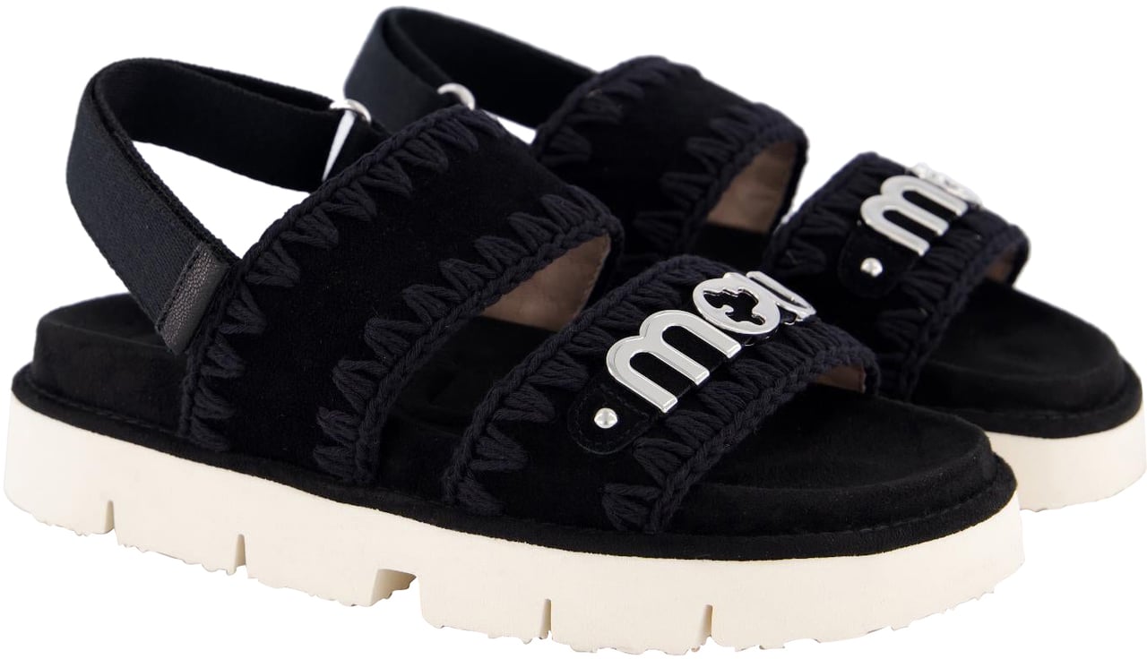 MOU Dames Bio Sandal Logo Zwart Zwart