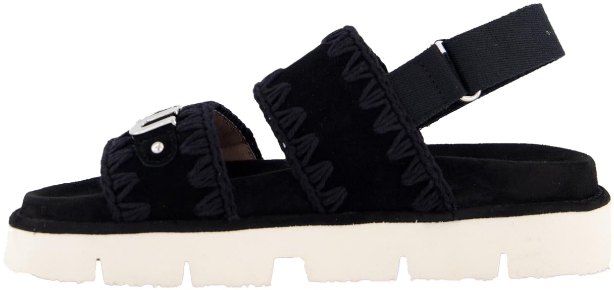 MOU Dames Bio Sandal Logo Zwart Zwart