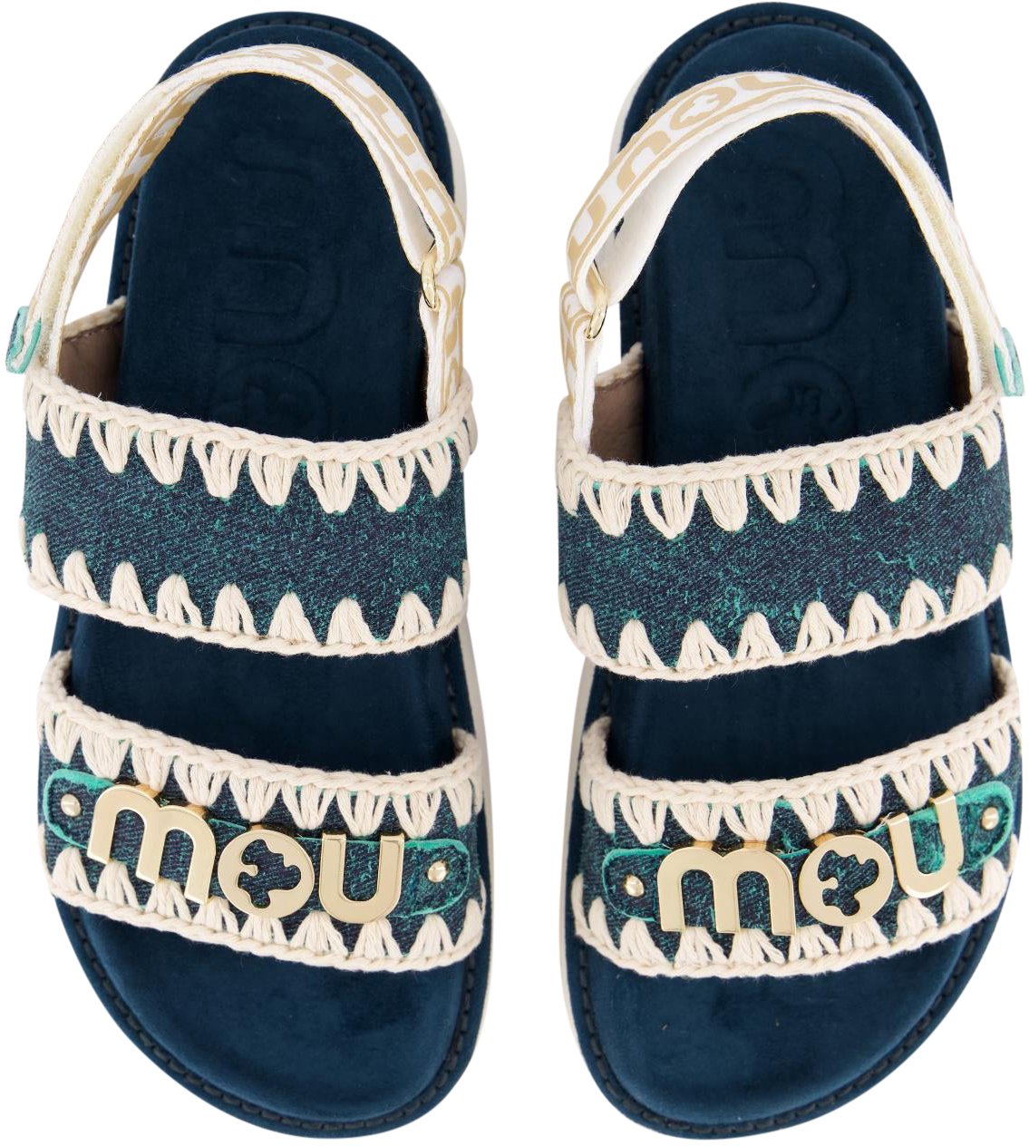 MOU Dames Bio Sandaal Back Strap Denim Groen