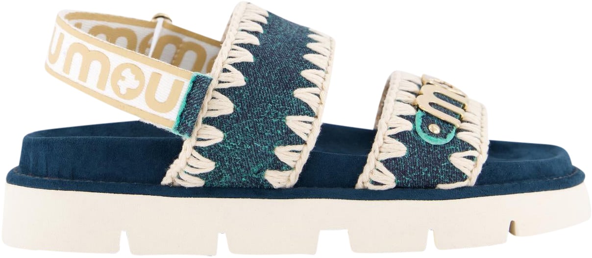 MOU Dames Bio Sandaal Back Strap Denim Groen