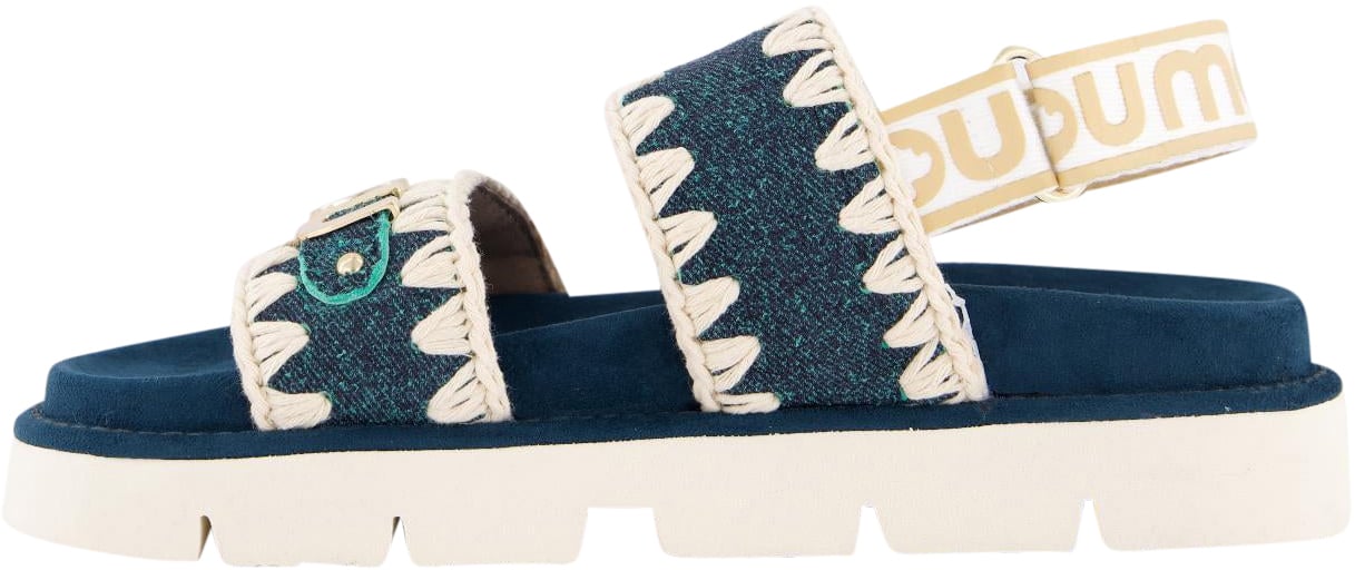 MOU Dames Bio Sandaal Back Strap Denim Groen