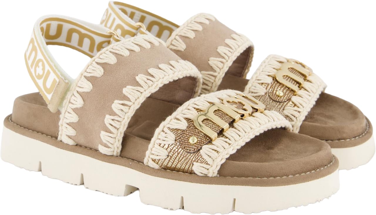 MOU Dames Bio Sandaal Back Strap Lizard Beige