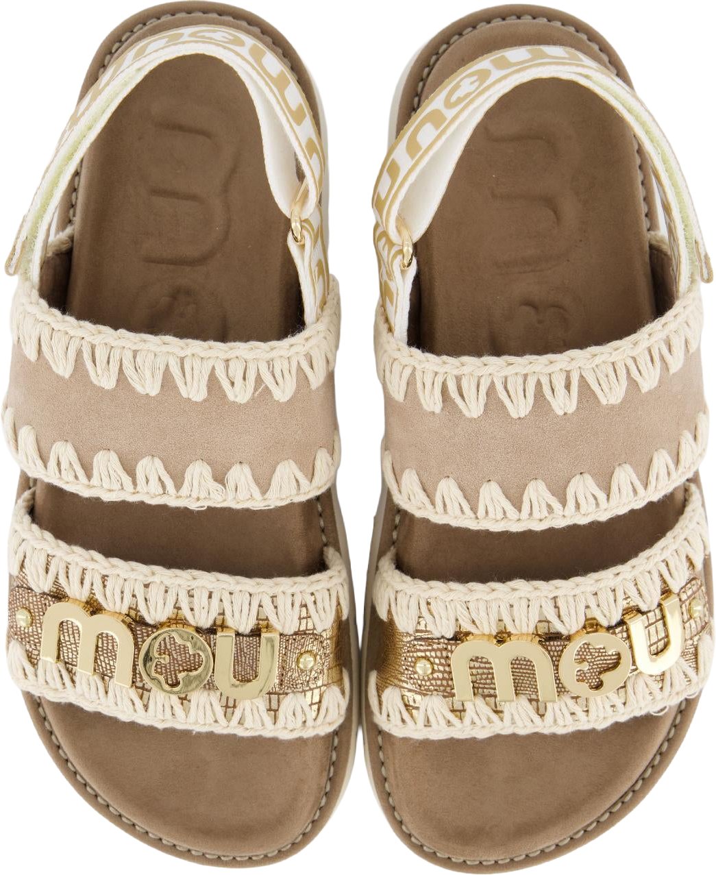 MOU Dames Bio Sandaal Back Strap Lizard Beige
