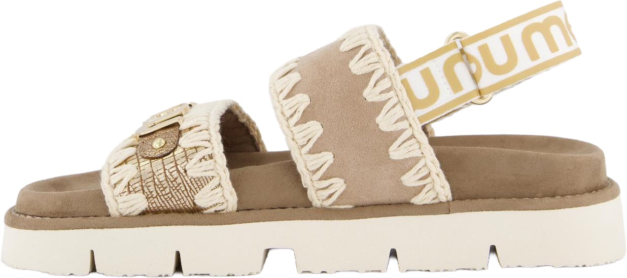 MOU Dames Bio Sandaal Back Strap Lizard Beige