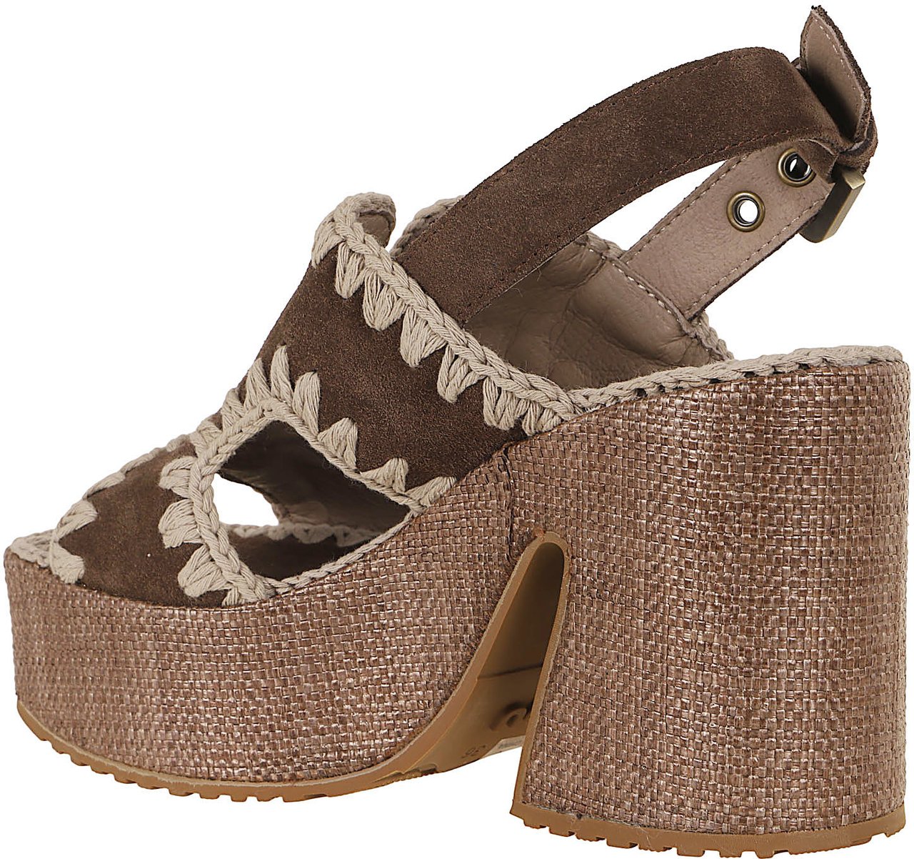 MOU Raffia platform with back stra Maroon