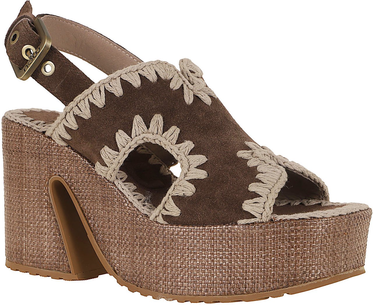 MOU Raffia platform with back stra Maroon
