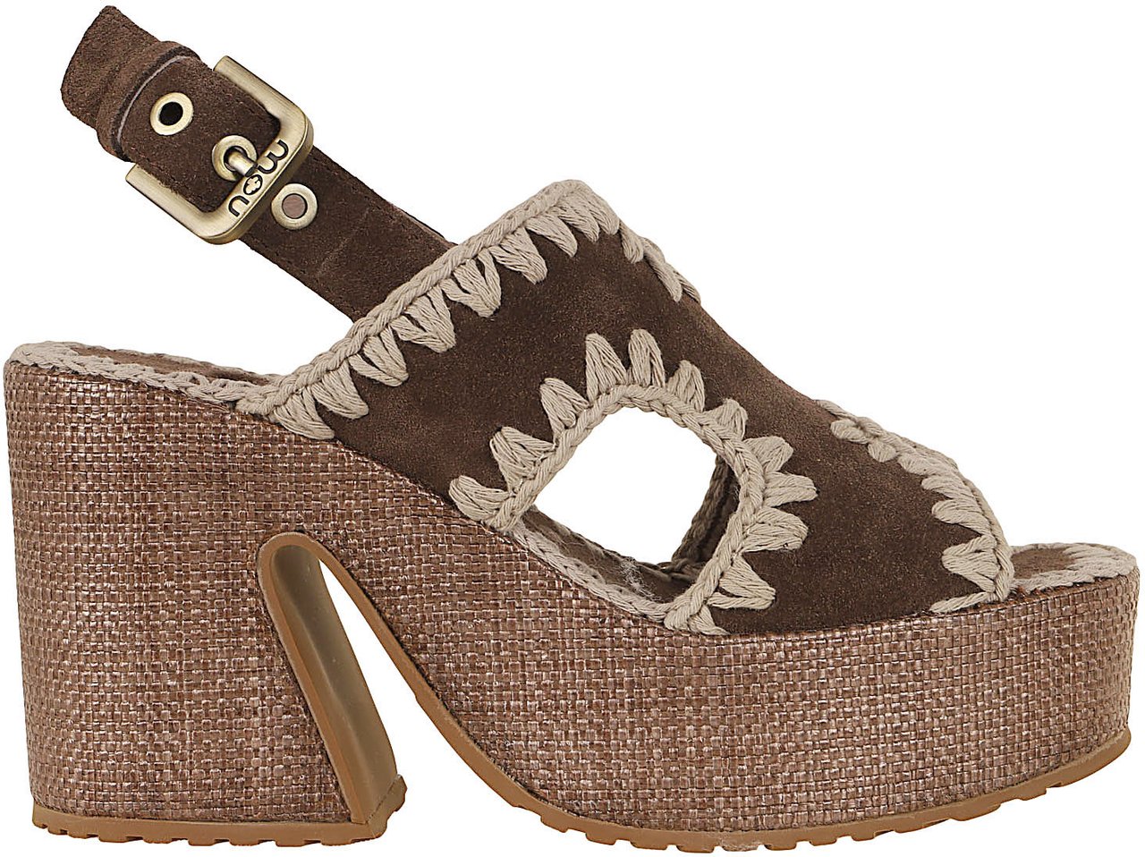 MOU Raffia platform with back stra Maroon