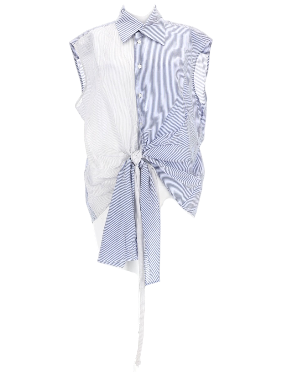 MRZ Asymmetrical Sleeveless Shirt with Front Tie Detail Wit