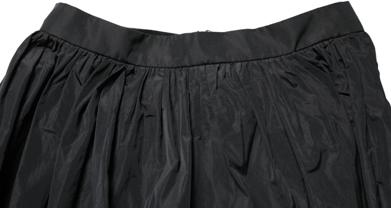 MSGM Black High Waist Pleated A-line Long Maxi Women Skirt Zwart