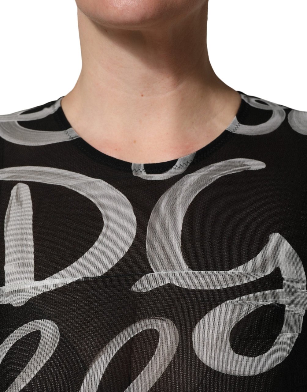 MSGM Black White Long Sleeve Printed Mini Dress Divers