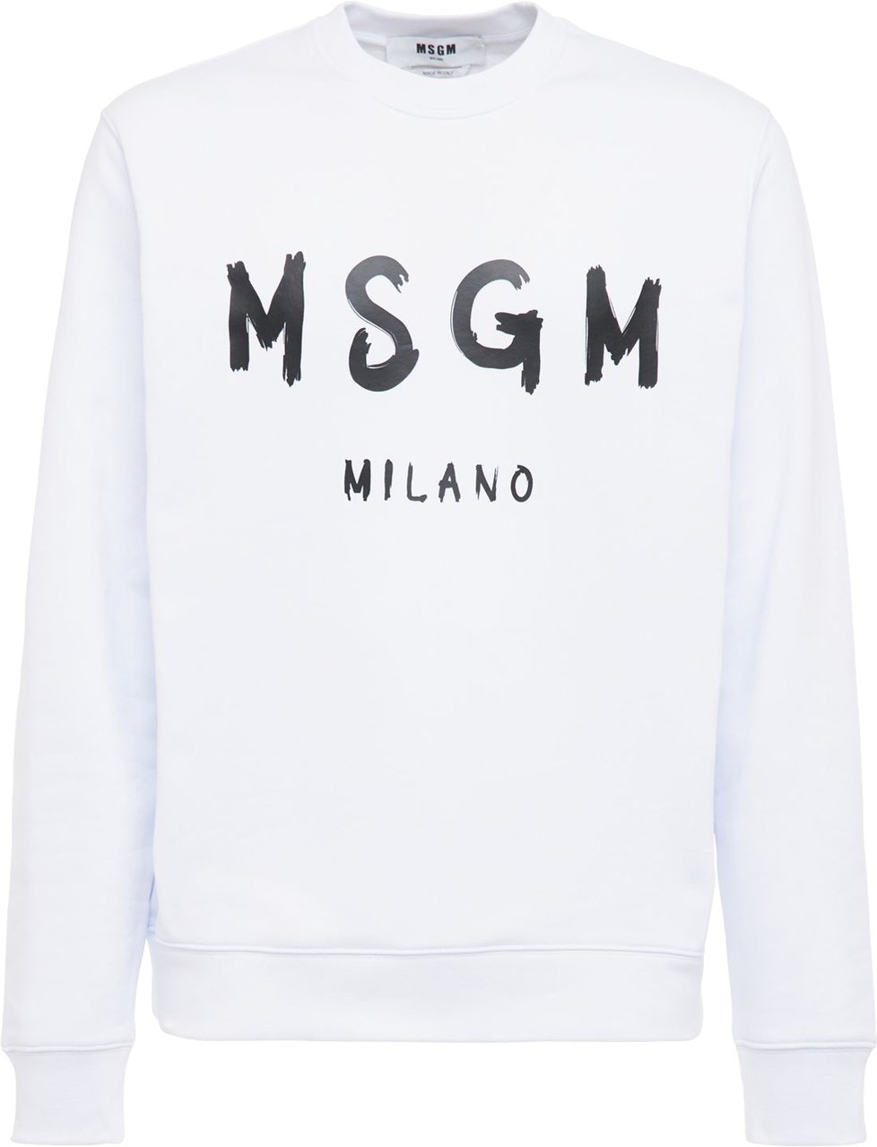 MSGM White cotton sweatshirt with black logo Wit
