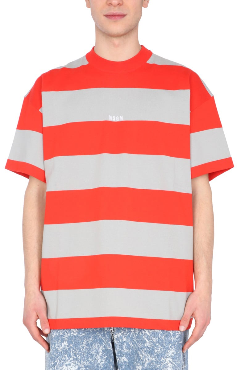 MSGM T-SHIRT WITH EMBROIDERED LOGO Rood
