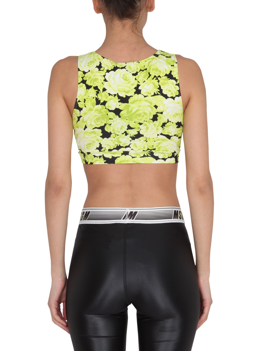 MSGM FLORAL PRINT CROPPED TOP Geel
